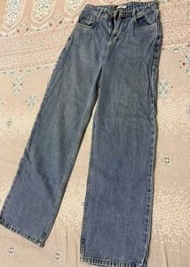 Wide Leg Blue Denim Jeans