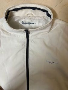 Men's White pape jeans bomber Jacket
