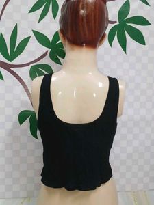 (1200)Basic Black Ribbed Tank Top