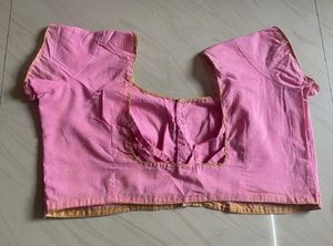 Elegant Pink Silk Saree with Gold Border