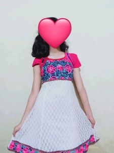 Pink &amp; White Ethnic Floral Dress
