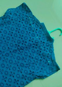 Beautiful Blue Eyelet kurti