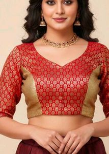 Red &amp; Gold Brocade Blouse