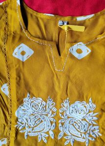 Yellow Anarkali Kurta with Pants Set