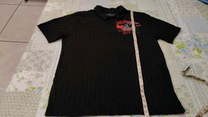 Men's Black Graphic Polo Shirt
