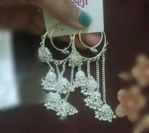 Elegant Silver Jhumka Earrings