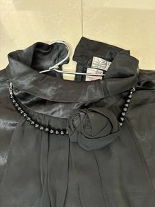 Satin Beautiful Shirt With Rose Necklace