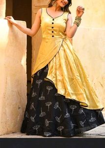 Beautiful Yellow & Black Gown