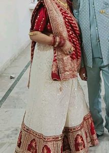 Designer Heavy off white nd maroon lehanga