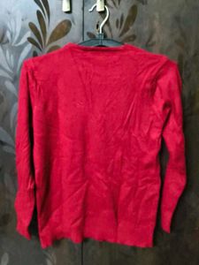Red Embellished Knit Sweater