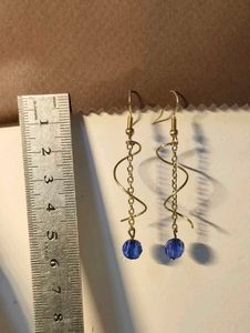 Dainty Dangle Earrings with Blue Beads