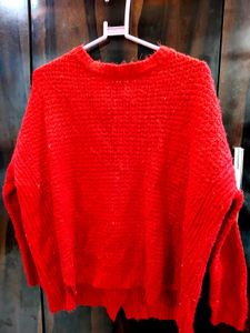 Vibrant Red Knit Cardigan