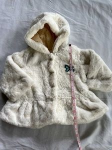 Adorable White Faux Fur Hooded Jacket