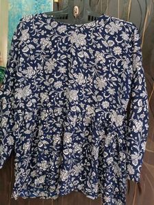Navy Blue Floral Print Kurta