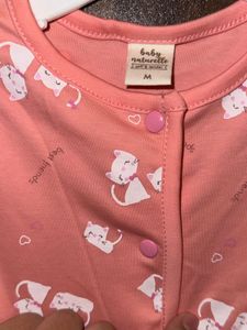 Cute Pink Baby Romper with Cat Print