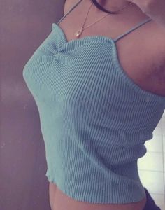 Ribbed Crop Top with Spaghetti Straps