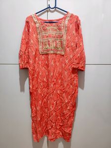 Red Embodoried Kurta