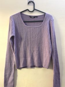 Lavender Square Neck Crop Sweater