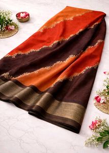 Orange & Brown Silk Saree
