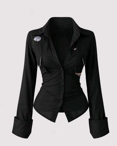 Stylish Black Button-Up Shirt with Embellishments