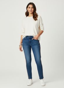 Dark Blue Jeans with Side Stripe Detail