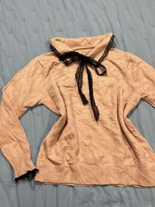 Chic Lace Trim Sweater