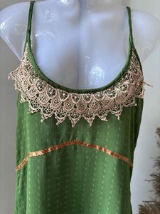 Green Lace Trimmed Gown