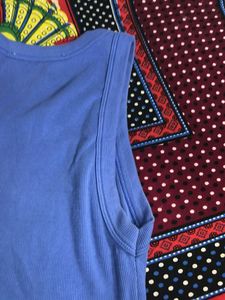 Blue Ribbed Tank Top