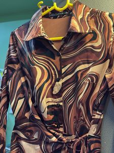 COFFEE SWIRL // Brand New Marble Print Wrap Dress