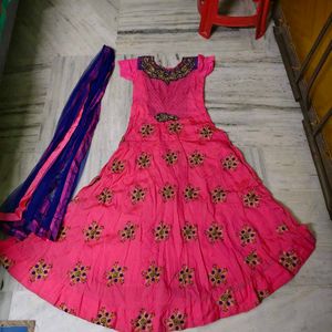 Beautiful Pink Ethnic Gown with Dupatta