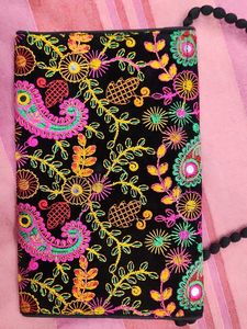 Embroidered Floral Clutch