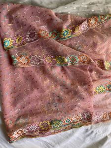 Embroidered Pink Dupatta