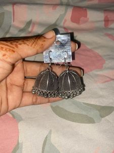 Silver Jhumka Earrings