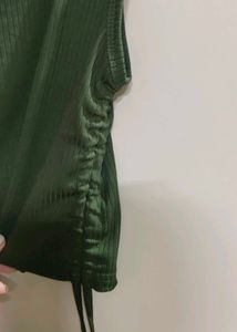 Green Ribbed Tie Tank Top