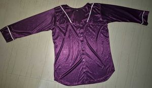 New Purple Satin Pajama Set