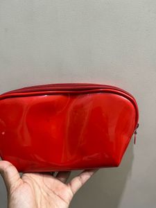 Red Patent Cosmetic Pouch Set of 2