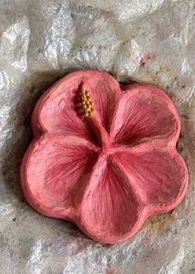 🌺 1. Pink Hibiscus Flower Clay Diya / Decorative