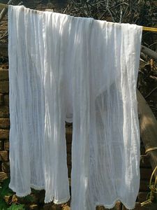 New White Dupatta with Tassels
