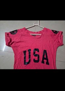 Pink USA Graphic T-Shirt