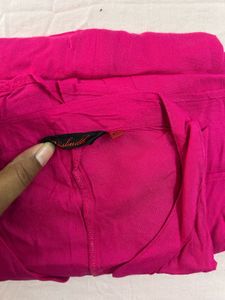Visudh Vibrant Pink V-Neck Button-Up Top