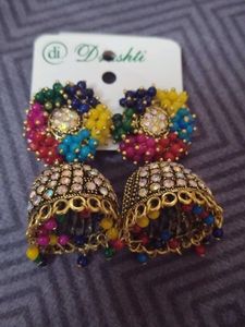 Vibrant Beaded Jhumka Earrings