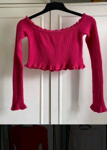 Off-Shoulder Ribbed Crop Top