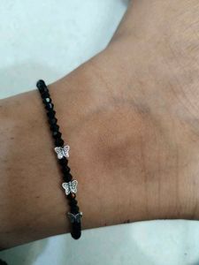 Black Beaded Butterfly Anklet And Braclet