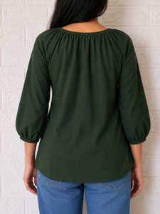 Embroidered Green Kurta Top