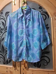 Floral Sheer Button-Down Shirt
