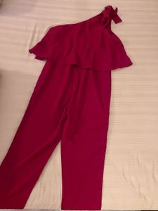 Elegant One Shoulder Red Jumpsuit for Women
