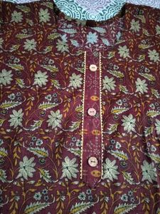 Elegant Floral print work kurta✨ ♥️