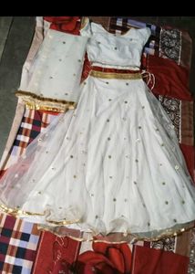 Elegant White Sequined Lehenga Choli