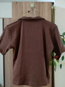 Brown Polo Crop Top