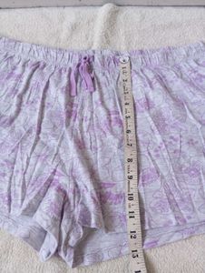 Purple Pajama Set with Printed Shorts